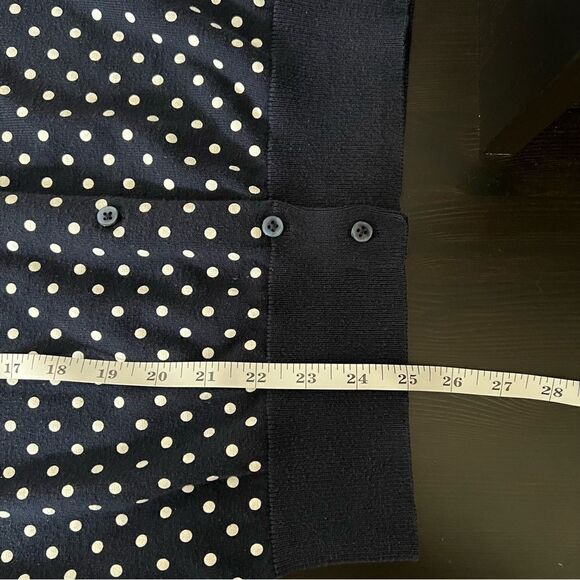 Tommy Hilfiger Cardigan Womens Sz M Navy Blue Polka Dot Button Front Pima Cotton - Picture 11 of 12